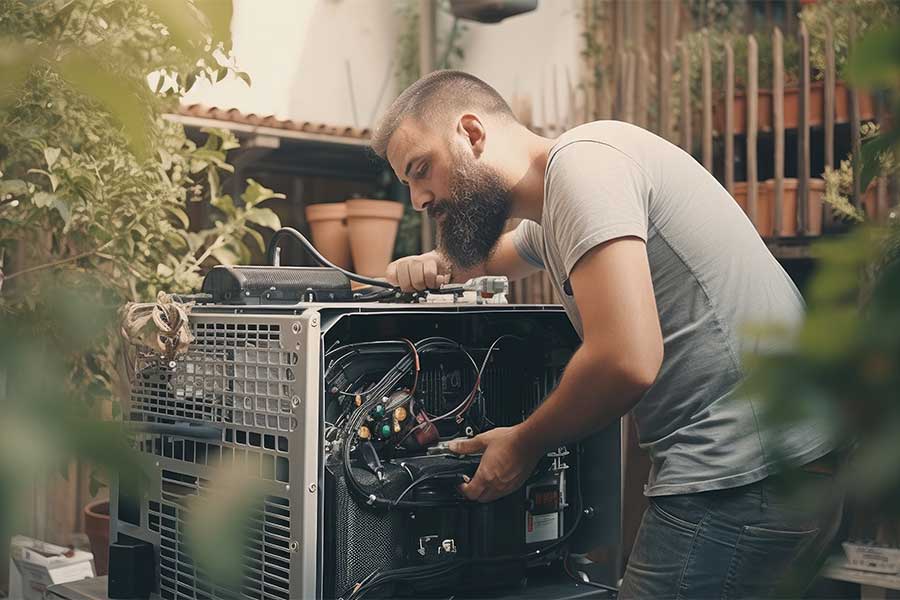 maintenance work on a heat pump